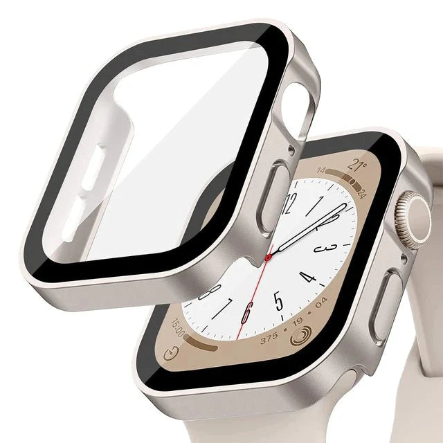 Glass+Case For Apple Watch 7 8 45mm 41mm 49mm 44mm 40mm straight edge Screen Protector Cover Case iWatch 5 SE 6 7 8 9 Ultra 49mm