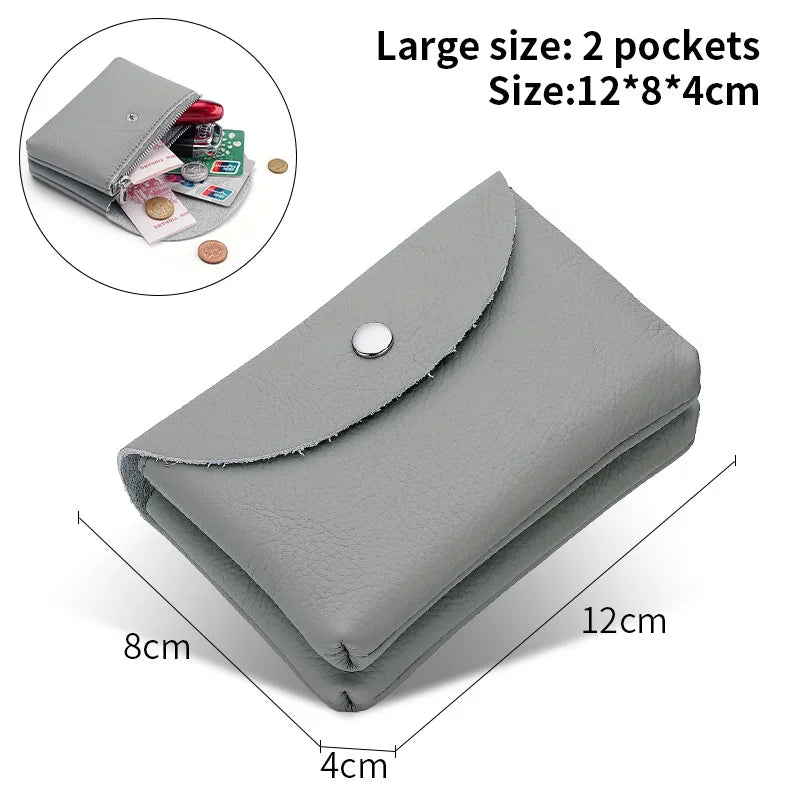 Custom Letters Fashion Women Short Wallet Genuine Leather Double Wallet Small Coin Purse Mini Credit Card Holder Key Storage Bag
