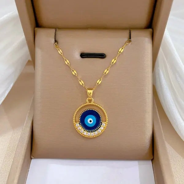 Exquisite Micro Inlaid Zircon Butterfly Tassel Necklace For Women Stainless Steel Moon Butterfly Flower Clavicle Choker Jewelry