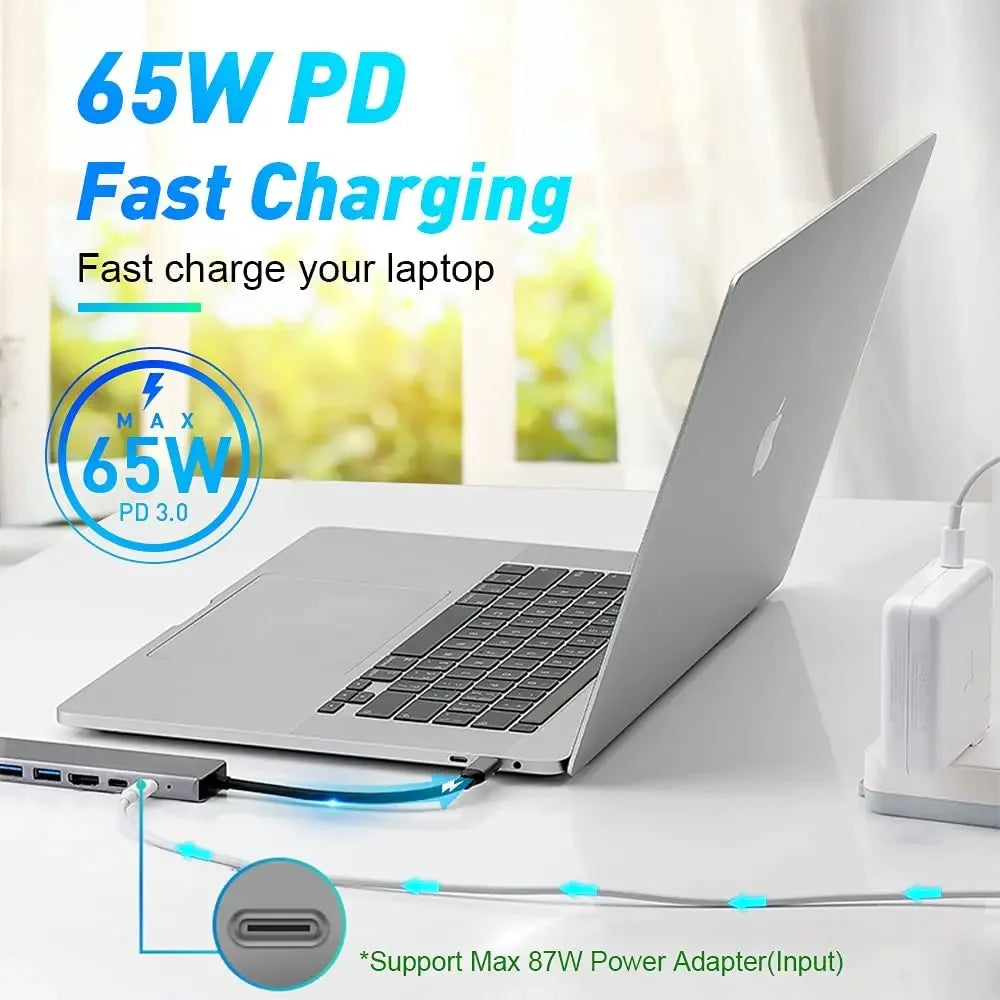 USB 3.0 Hub For Laptop Adapter PC Computer PD Charge Dock Station RJ45 HDMI-compatible TF/SD Card Notebook Type-C Splitter