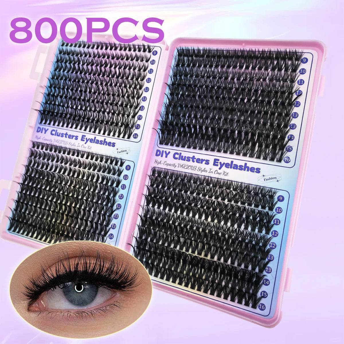 MJ 640pcs 30D/40D/50D/60D Individual Lashes Book Clusters Extensions False Eyelash DIY at Home Cluster Eyelash Extensions Makeup