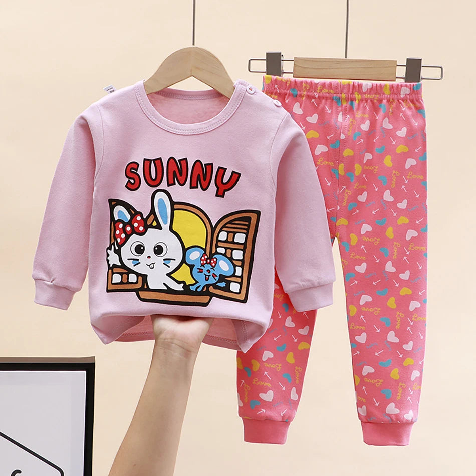 Cartoon Unicorn Animal Sleepwear Children Pajamas Sets Unisex Kids Autumn Clothing Durable Soft Warm Comfort for Every Day Use