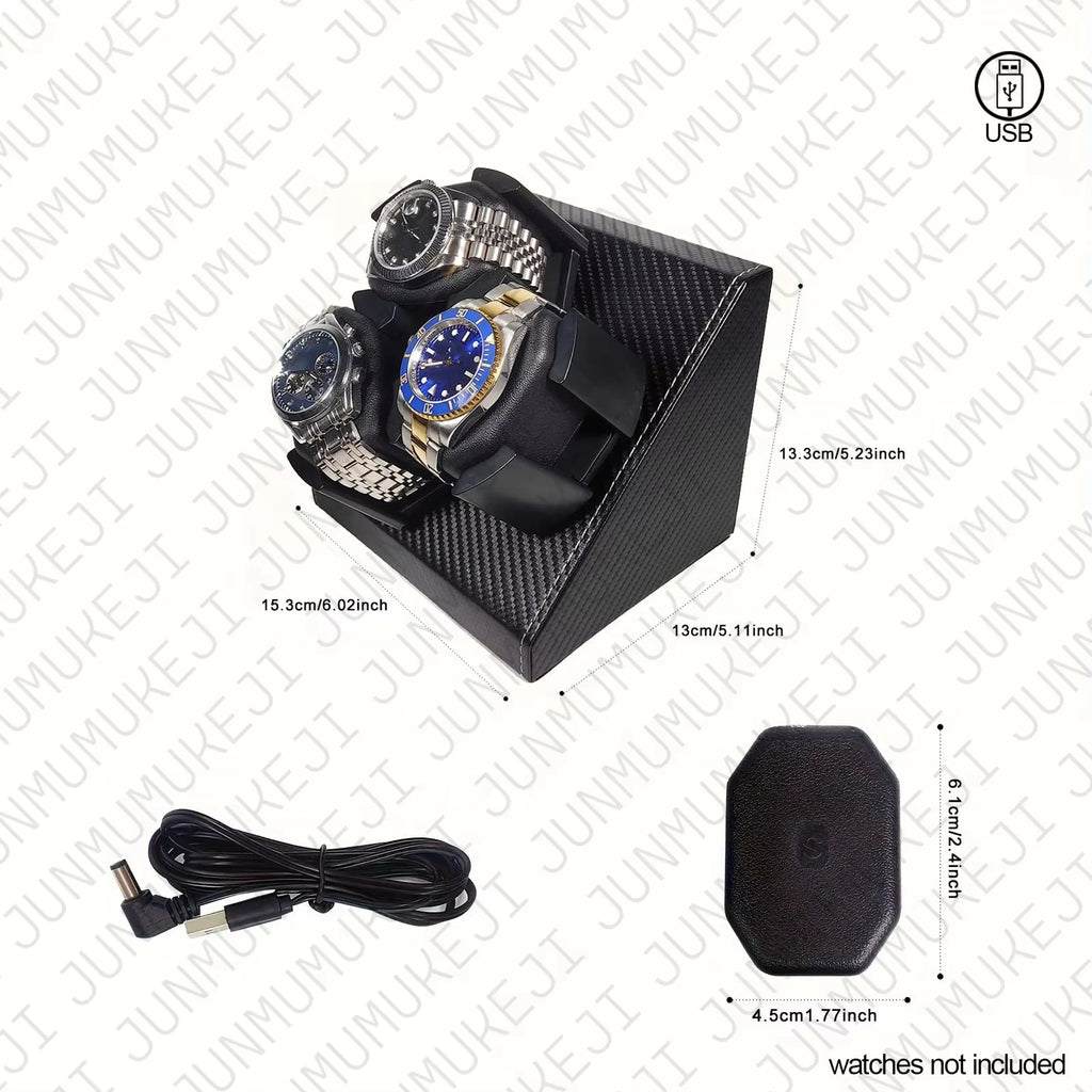 Watch Winder for Automatic Watches Box 3 Watches PU Leather Rotating Storage Display Automatic Winding Universal USB Power 5V1A