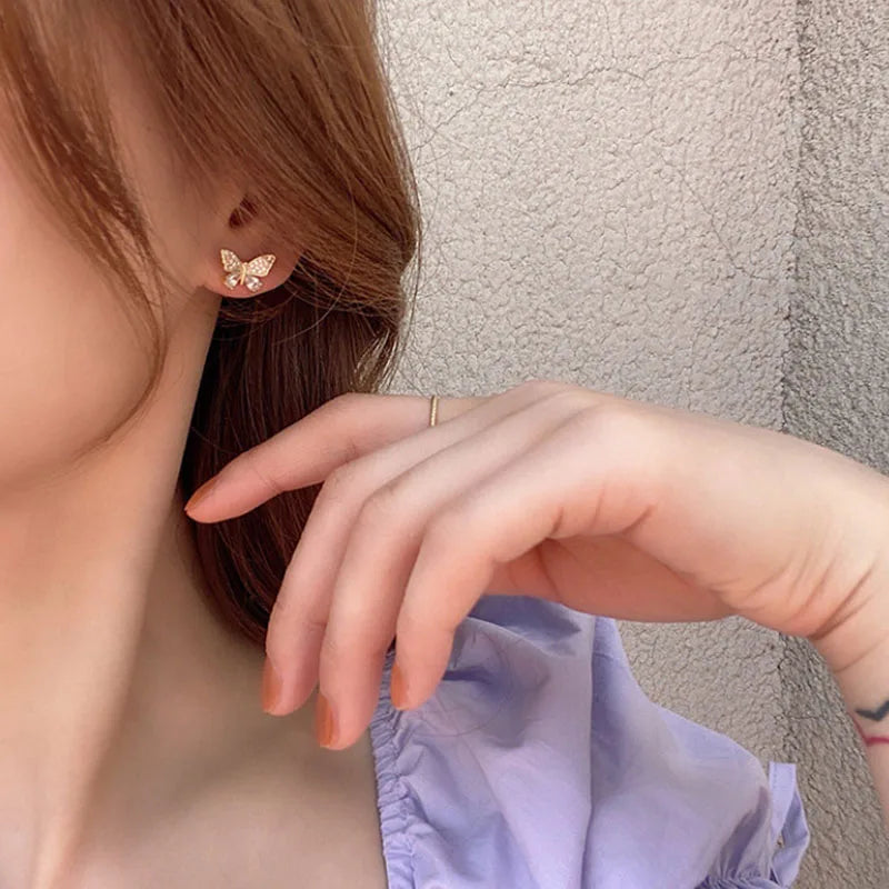 Exquisite Butterfly Long Tassel Earrings Two Ways To Wear Rhinestone Drop Earings For Women Party Wedding Jewelry Gifts K-