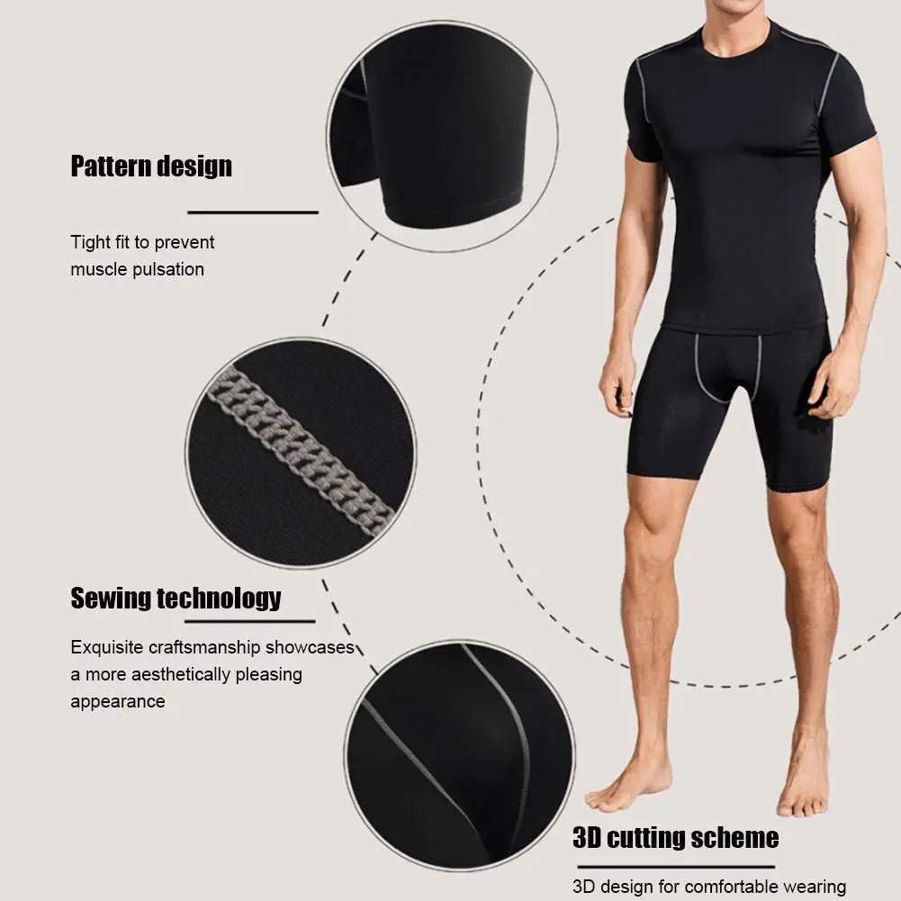 New Men‘s Compression Short Pants Elastic Quick Dry Running Fitness Shorts With Pocket Big Size Black Tight Gym Training Pants