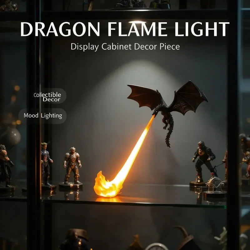 Fire-Breathing Dragon LED Light 3D-Printed Flying Dragon Desktop Decorative Lighting, Bedroom Ornament, Halloween Birthday Gift