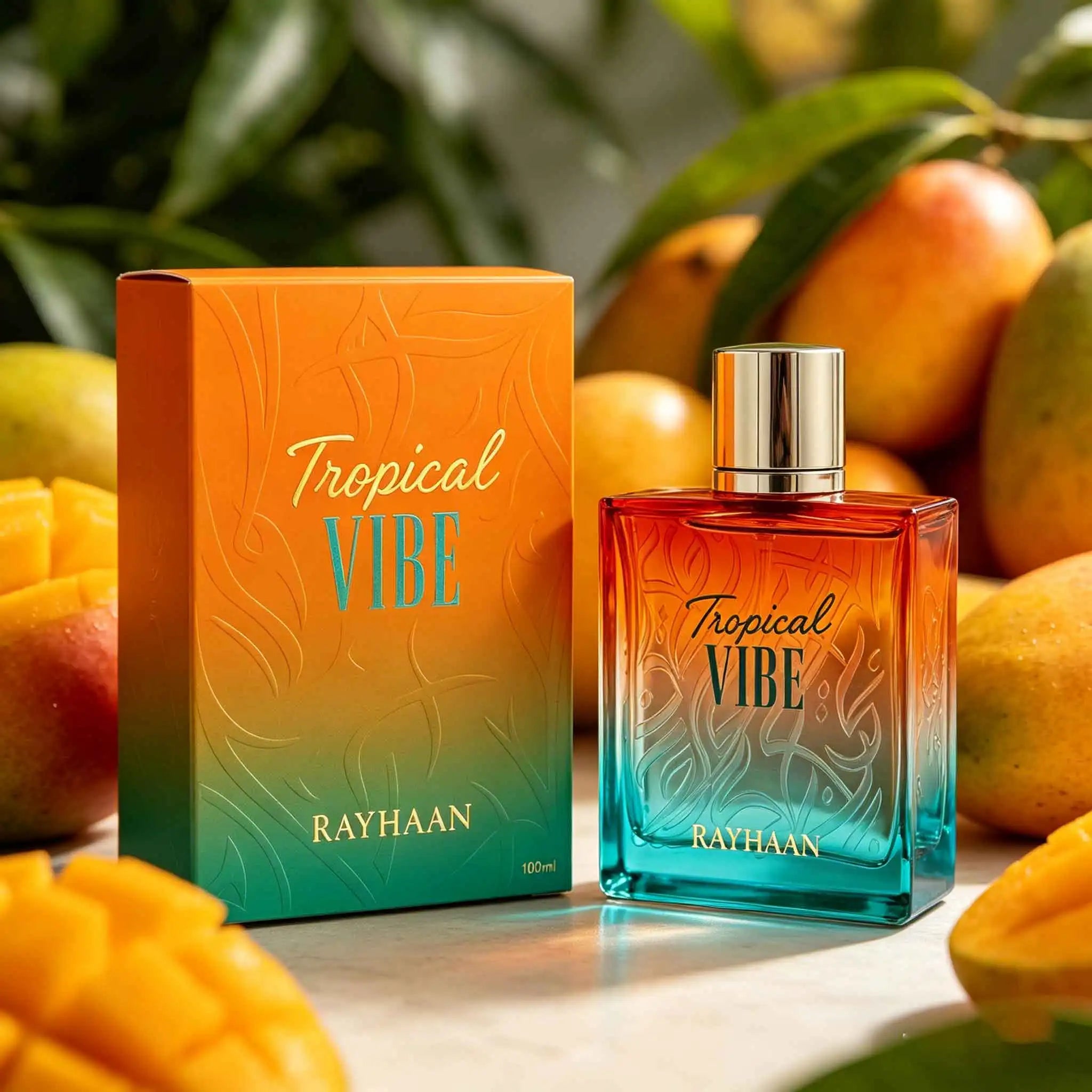 RAYHAAN Tropical VIBE EDP Perfume， Gradual orange blue bottle tropical fruit citrus neutral perfume 100ml
