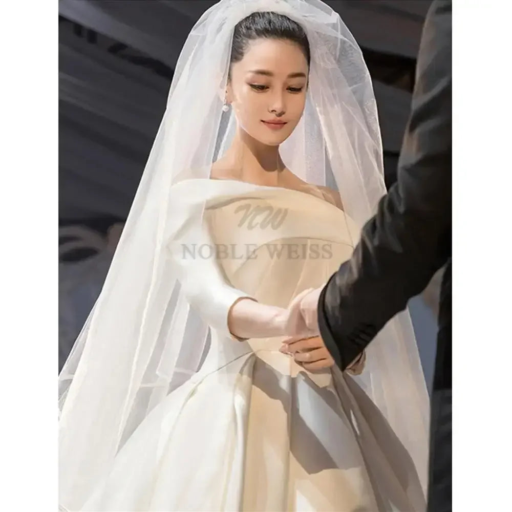 Ribbon Edge Wedding Veils Tulle Long Bridal Veil Two Layer Bridal Veil Long Bridal Party Veils Wedding Accessories Customized