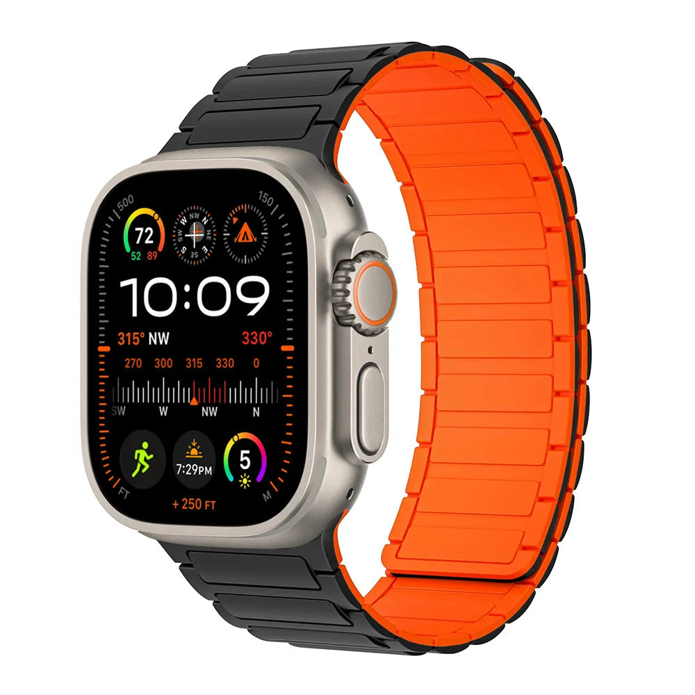 Magnetic Strap for Apple Watch Band 45mm 44 mm 40mm 46mm 41mm 42mm 38 Silicone Bracelet iWatch Series 8 7 6 Se 9 10 Ultra 2 49mm