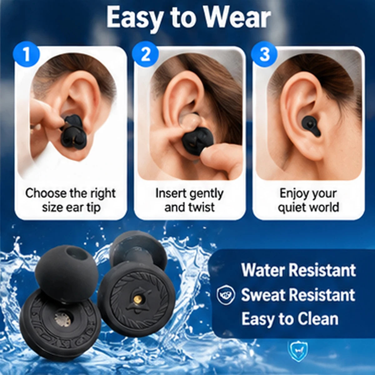 Reusable Noise Cancelling Ear Plugs for Sleeping Soft Silicone Noise Reduction Earplugs for Snoring Travel Hearing Protection