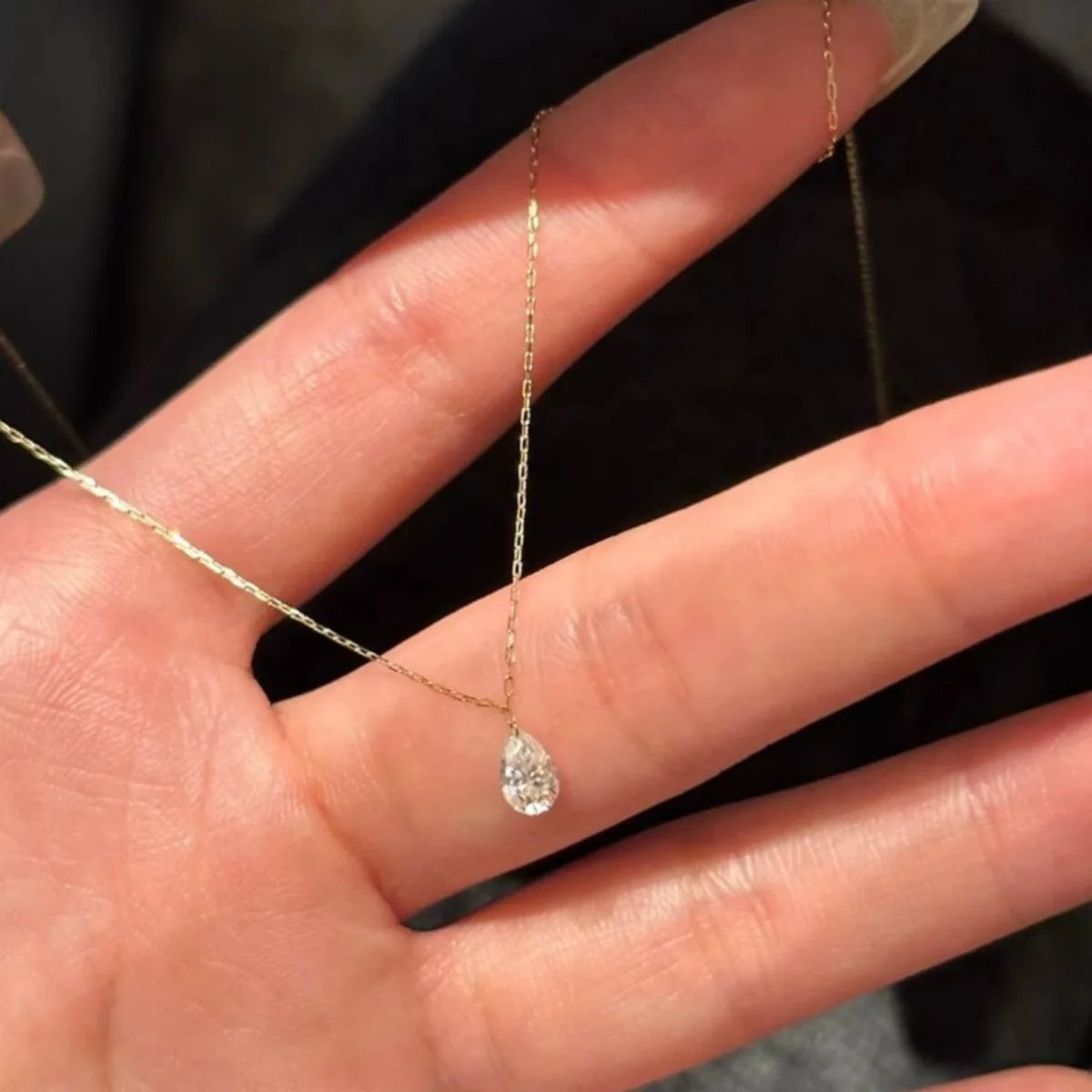 Minimalist Stainless Steel Teardrop Zircon Pendant Necklace for Women Stylish Versatile Collar Chain Does Not Fade Jewelry Gift