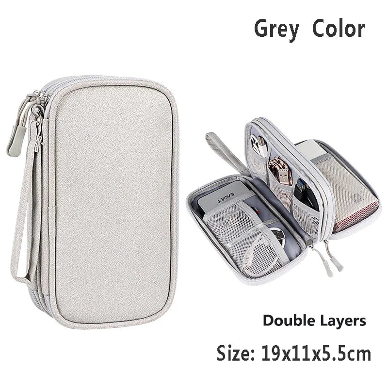 Home Office Cable Organizer Bag, Portable Travel Digital Storage Case for USB Charger Headset