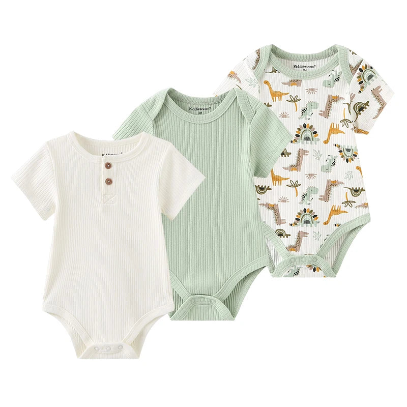 Kiddiezoom 3/4 Pcs/Lot Four Seasons Unisex Cartoon Newborn Boy Girl Bodysuits Soft Cute Infant Onesies Clothes Baby Shower Gift