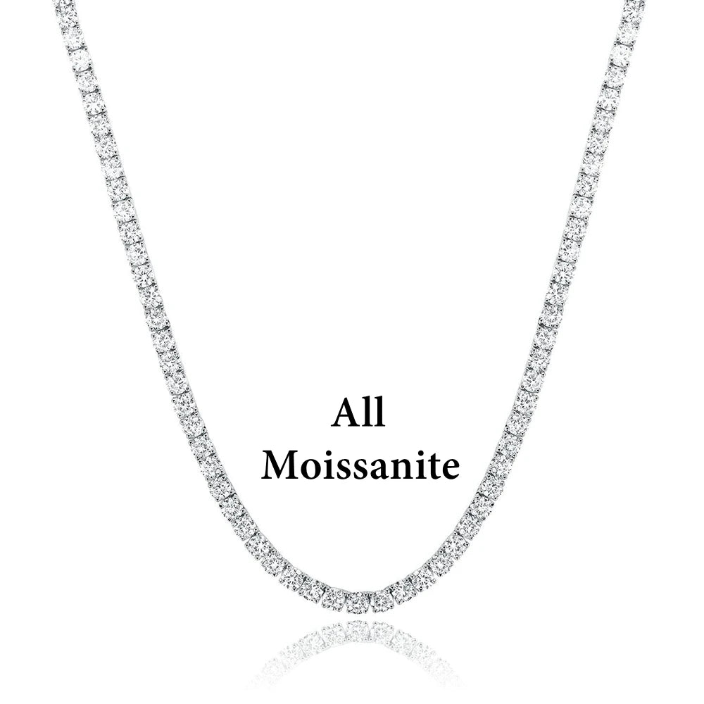 SEMNI 3mm 4mm 5mm Moissanite Diamond Tennis Necklace for Women Men 925 Sterling Silver Luxury Fine Jewelry Sparkling Diamond