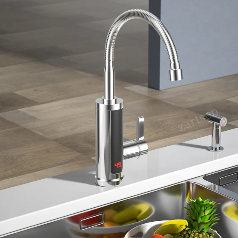 Kitchen Faucets Electric Tap Kitchen Tap Instantaneous Water Heater Heatable 3KW Bathroom Kitchen Rotated 360° LCD