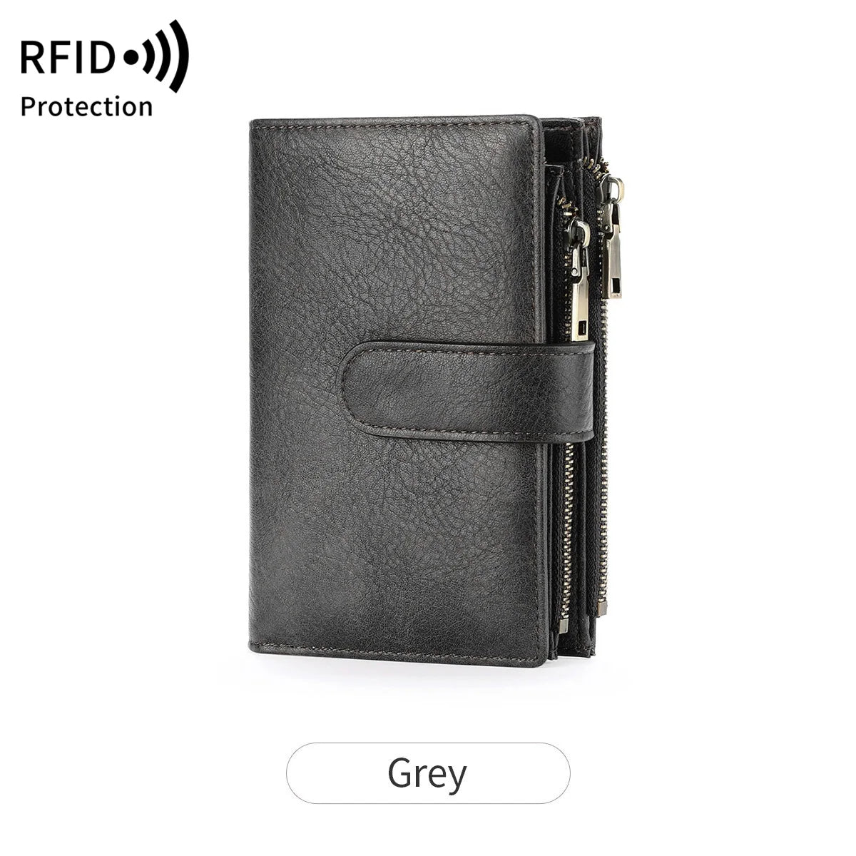 Fashion Women Wallet Vintage Folding Strap Double Zipper Pocket Short Card Holder High Quality LuxuryPortable Clutch Card Holder