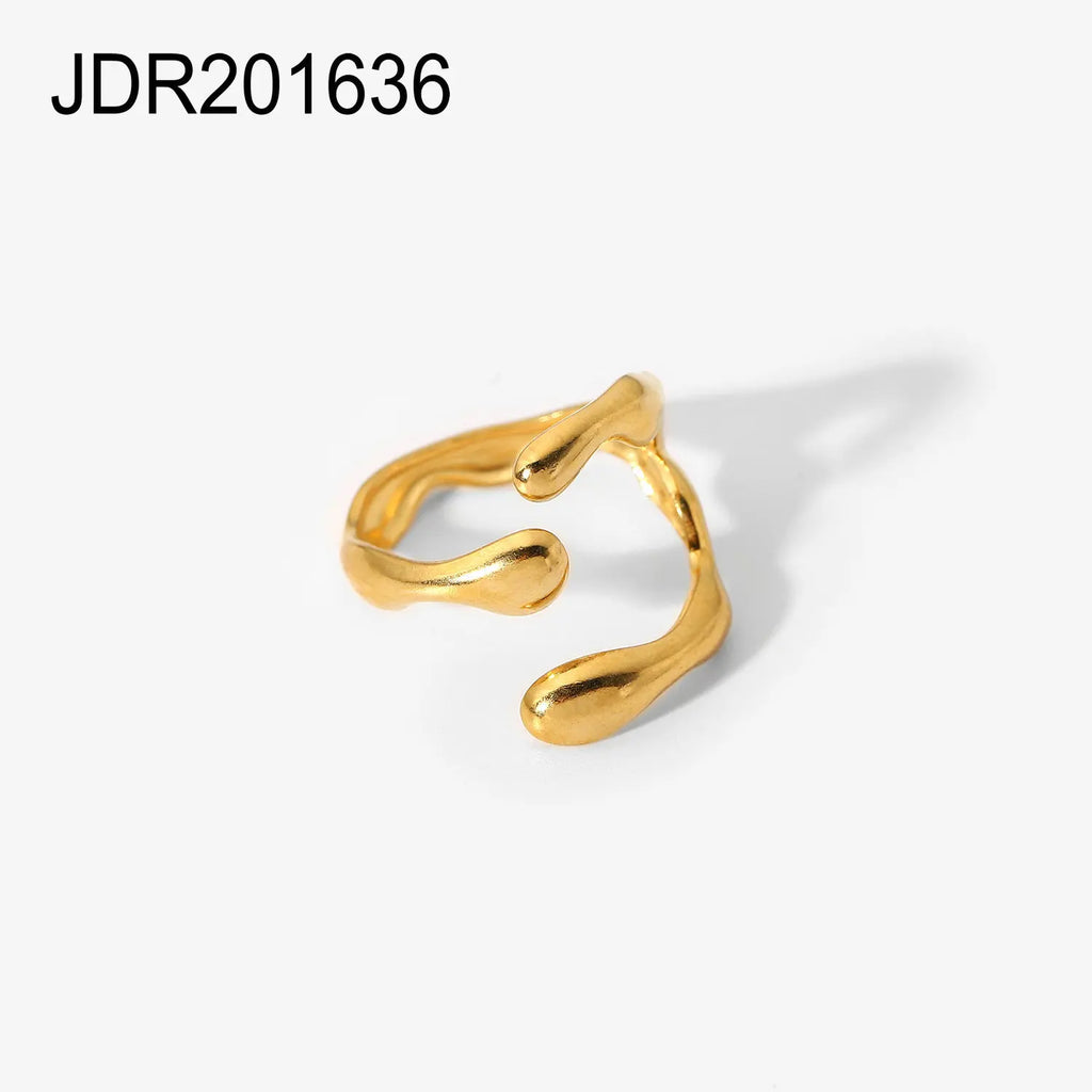 Uworld Fashion Stainless Steel Waterproof Open Ring Personality Charms PVD Real Gold 18K Plated Trendy Jewelry for Women