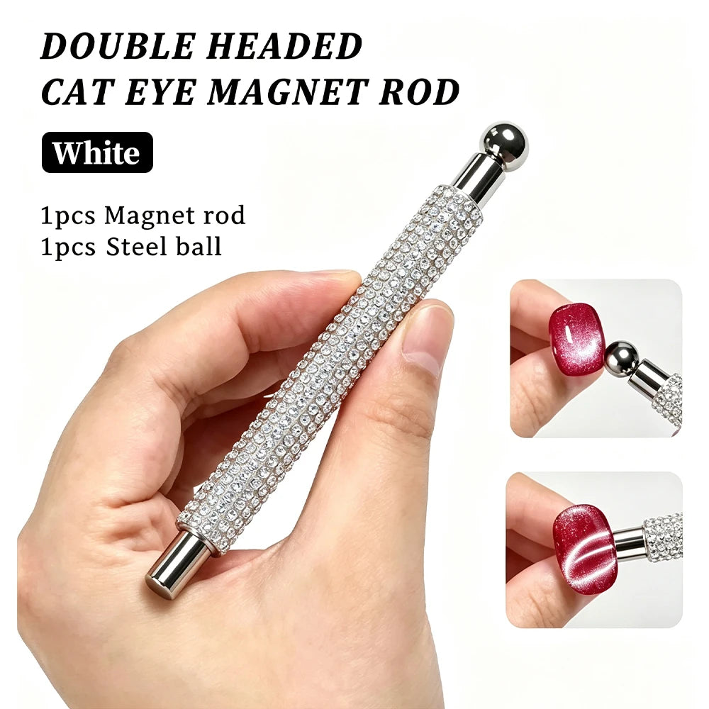 1/2Pcs Nail Cat Eye Magnetic Ball With Nail Magnetic Stick Tool Set Double-head Strong Magnet Pen 3D Cat Eye Gel Nail Supplies