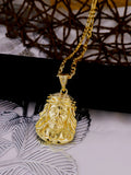 6 Sizes Hip Hop Punk Style God Jesus Head Deluxe Gold Plated Pendant Collar Necklace Figaro Chain Men Women Jewelry