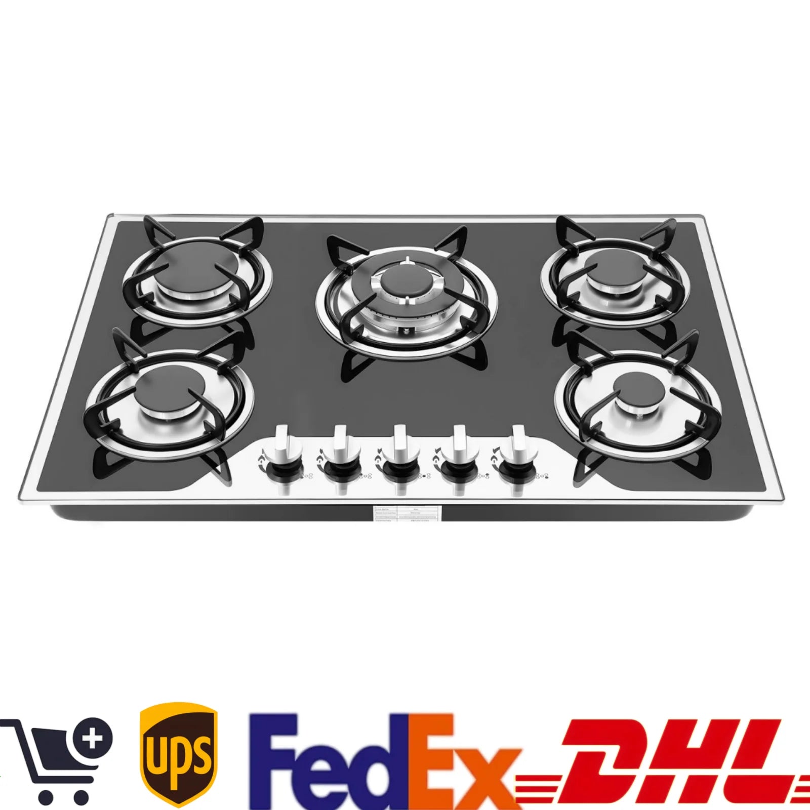 5 Burners Built-in Gas Stove, Dual Fuel NG/LPG Convertible Gas Hob, Oversized Cooking Surface 30.31*20.08” for Home Kitchens, Restaurants