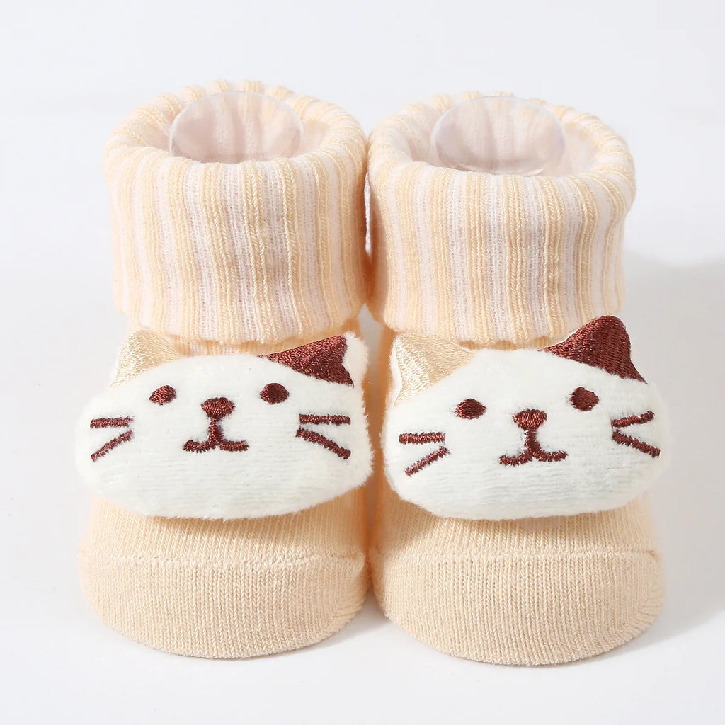 Baby Socks Spring and Autumn Soft Cotton Newborn Baby Socks in The Tube Cartoon 3D Doll Infant Boys Girls Socks 0-6 Months