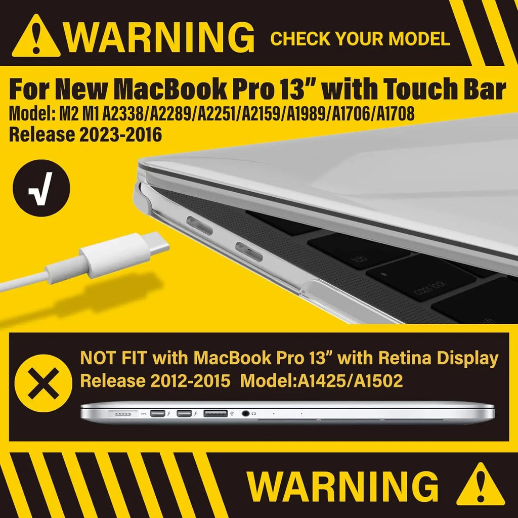 For MacBook Pro 13 inch Case 2022-2016 Release M1 A2338 A2289 A2251 A2159 A1989 A1706 A1708 Protective Hard Case Crystal Clear
