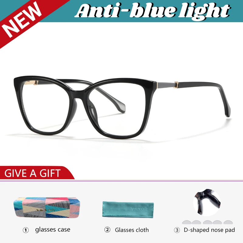 VICKY New Simple Cat's Eye Personalized Design Fashion Anti-Blue Light Reading Glasses Customizable Prescription 27007