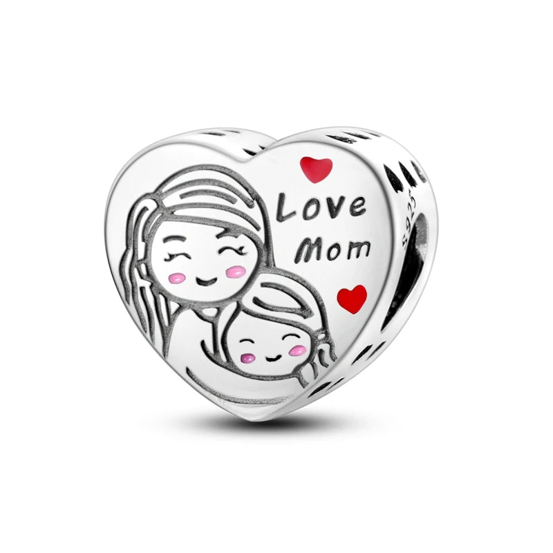 Charms Beads 925 Sterling Silver Tree of Life Peach Heart Sweet Love Charms Fit Pendants Bracelets Necklaces Women Jewelry Gift