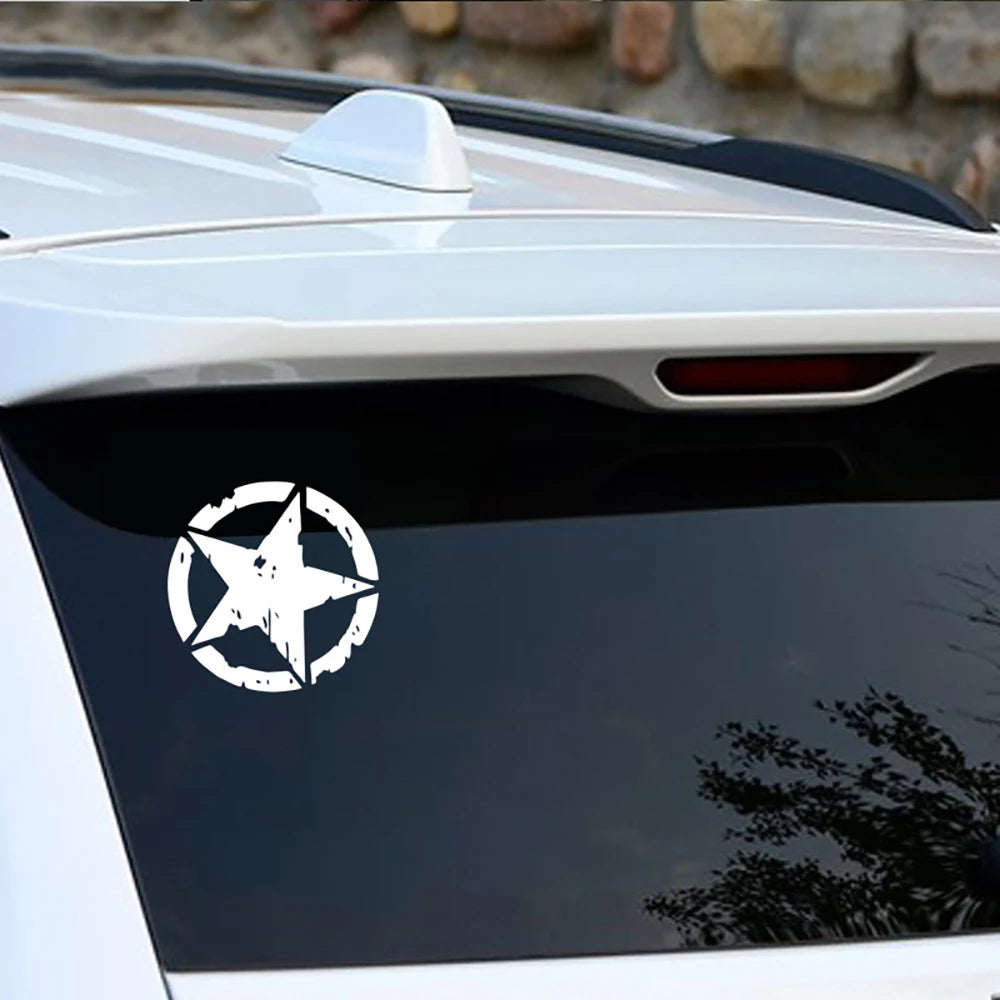 Car Sticker Pentagram Waterproof and Sunscreen Personality Interesting Decal Military Army Star Hood Stickers Auto Accessories