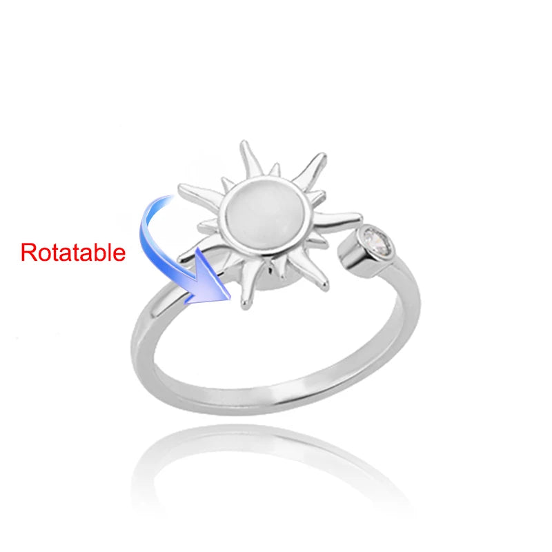 Anti-Stress Anxiety Rings for Women Gold Color Open Adjustable Rotating Ring Aesthetic Wedding Fashion Jewelry Gift