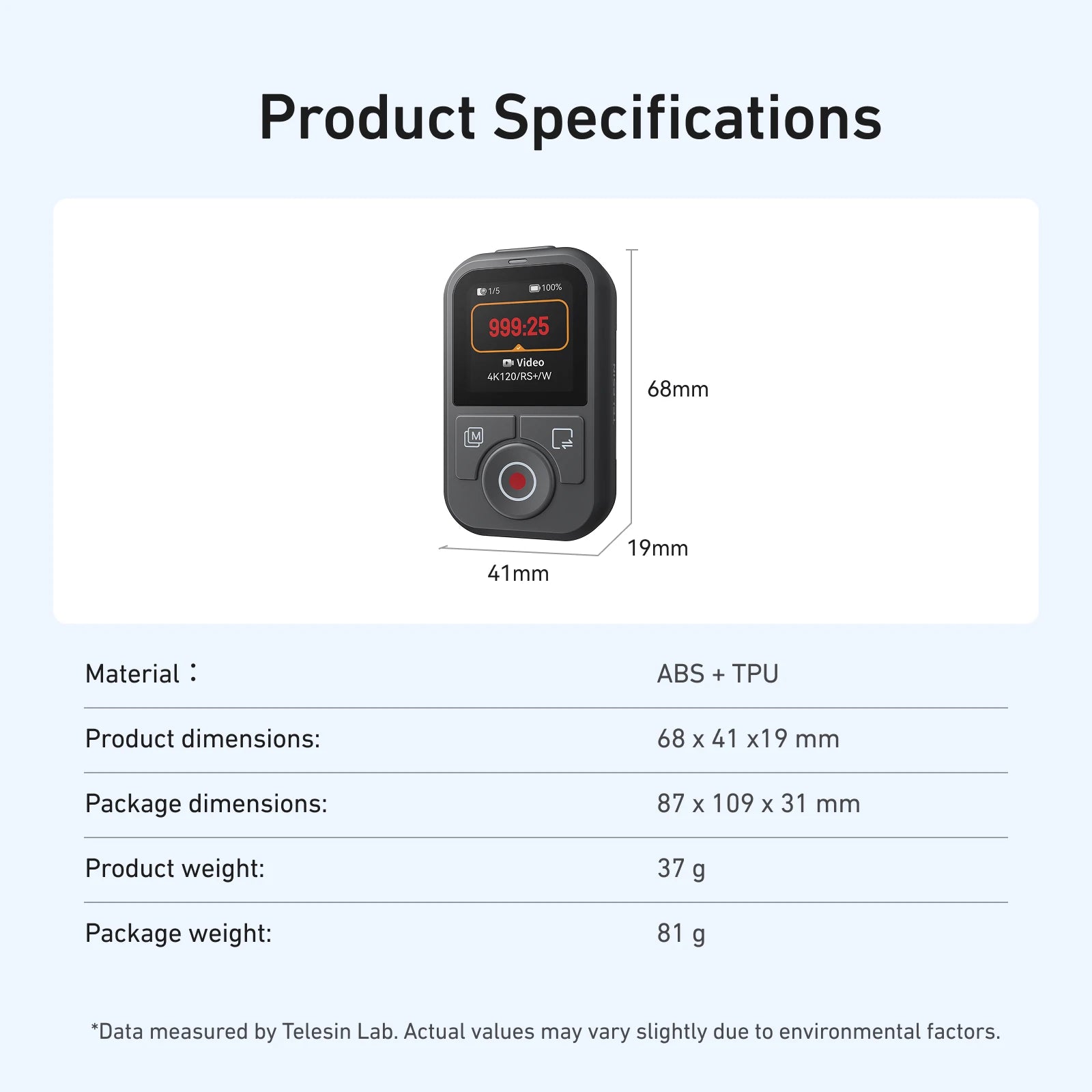TELESIN 60M Bluetooth Remote Control For DJI OSMO Action 6 5pro 4 OSMO 360 With Wrist Strap Screen Display For DJI Action 4 5 6