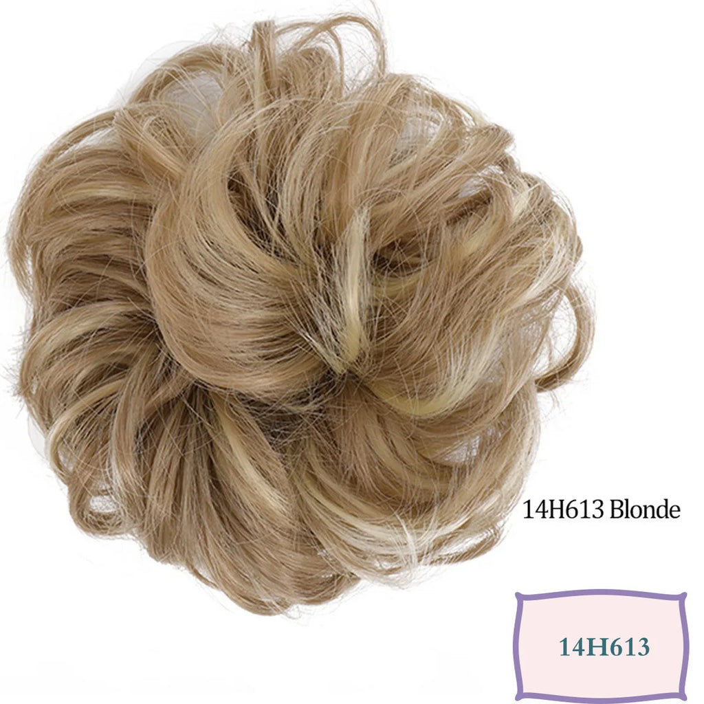 Synthetic Messy Hair Bun Chignon Scrunchies Fake Hair Band Braid Elastic Hairpiece Tail Chignon Donut Updo Hair Pieces for Women
