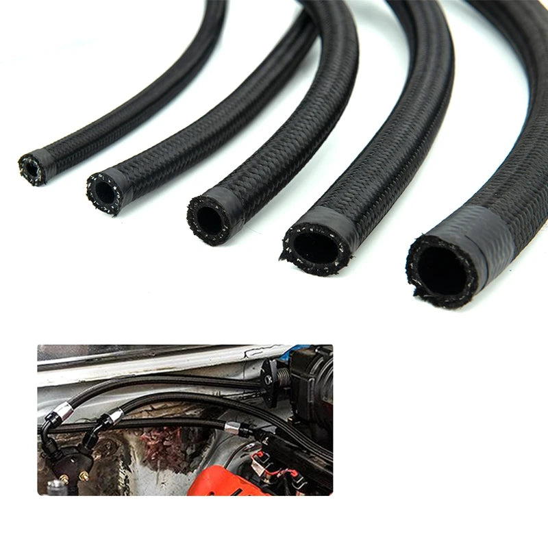 1M/3M/5M/6M AN4 AN6 AN8 AN10 Fuel Hose Oil Gas Cooler Hose Line Pipe Tube Nylon Stainless Steel Braided Inside CPE Rubber