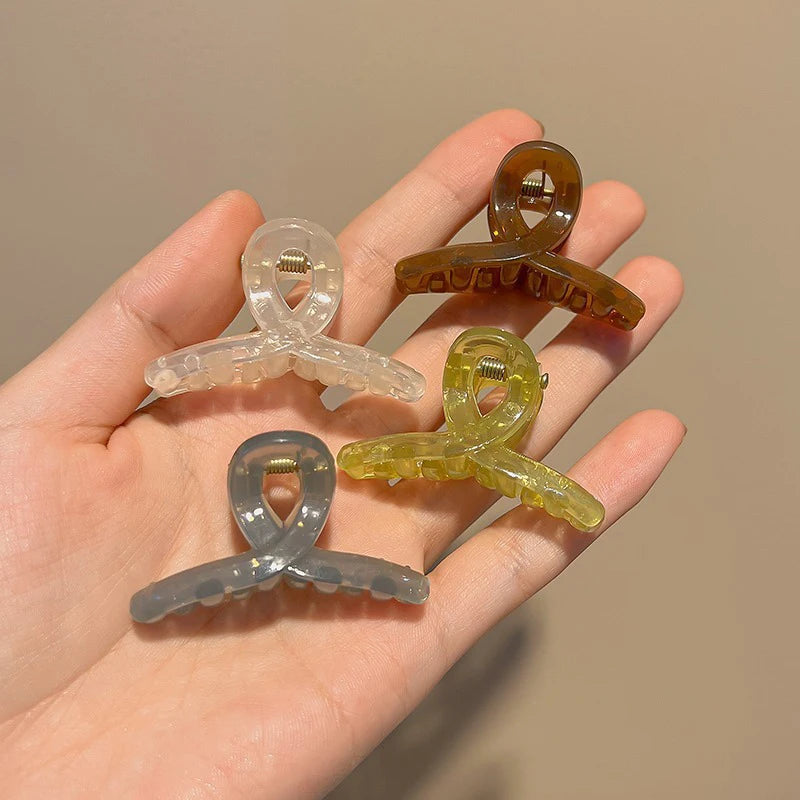 4pcs Mini Cute Claw Clip Small Girl Hair Claw Semi Transparent Bangs Side Clip Small Shark Clip Women's Hair Accessory