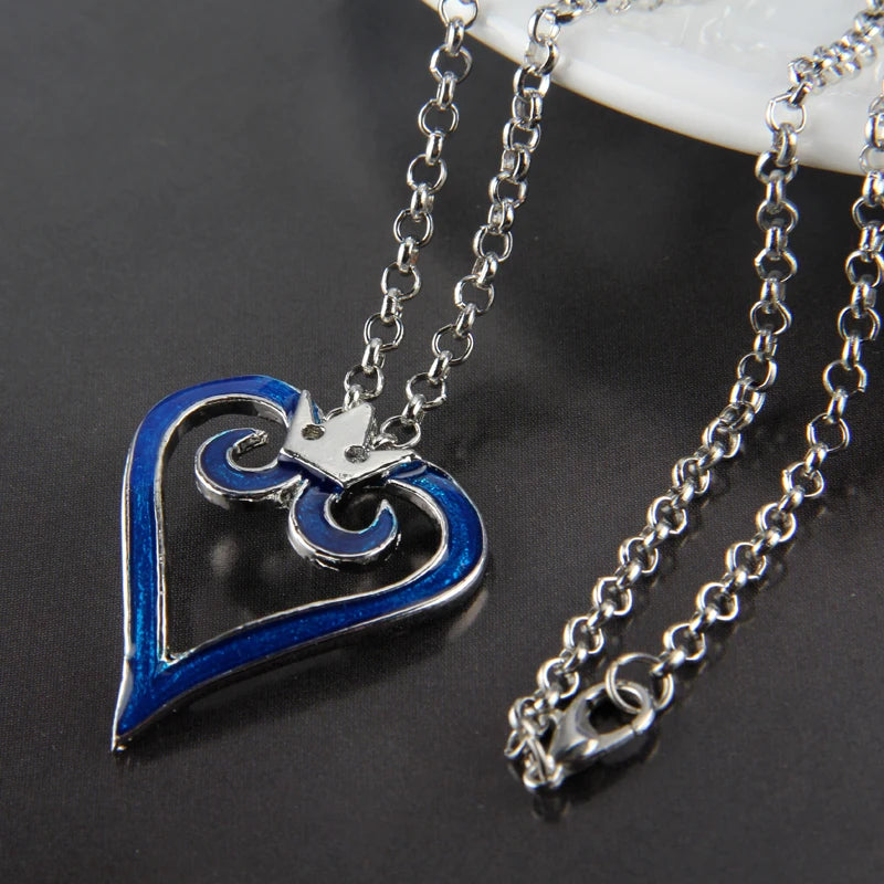 Game Kingdom Hearts Chain Pendant Necklace Sora Key Blade Crown Charm Statement Choker Women Men Cosplay Jewelry Gift