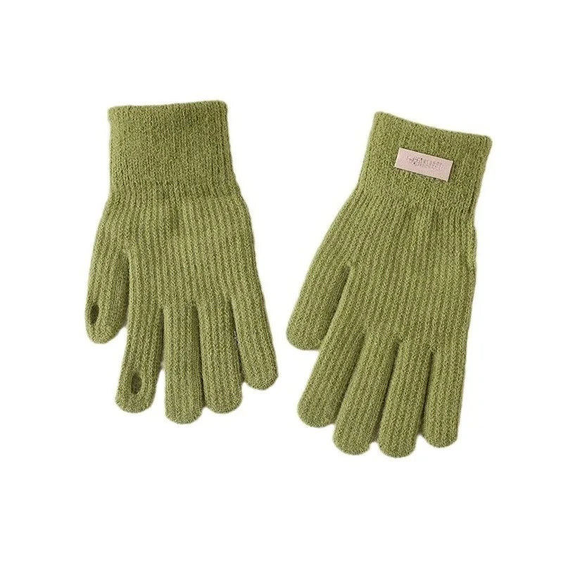 AA Gloves Autumn WinterTouch Screen Gloves Skiing Riding Work Full Finger Mittens Solid Color Warm Knitted Gloves Sport Cycling