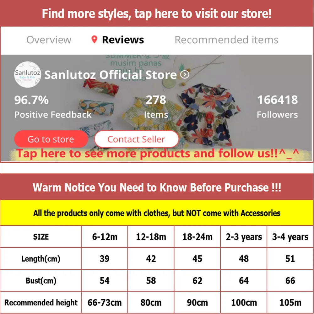 Sanlutoz Short Sleeve Summer Baby Dress Cute Pattern Casual Kids Girls Clothing Dress Cotton