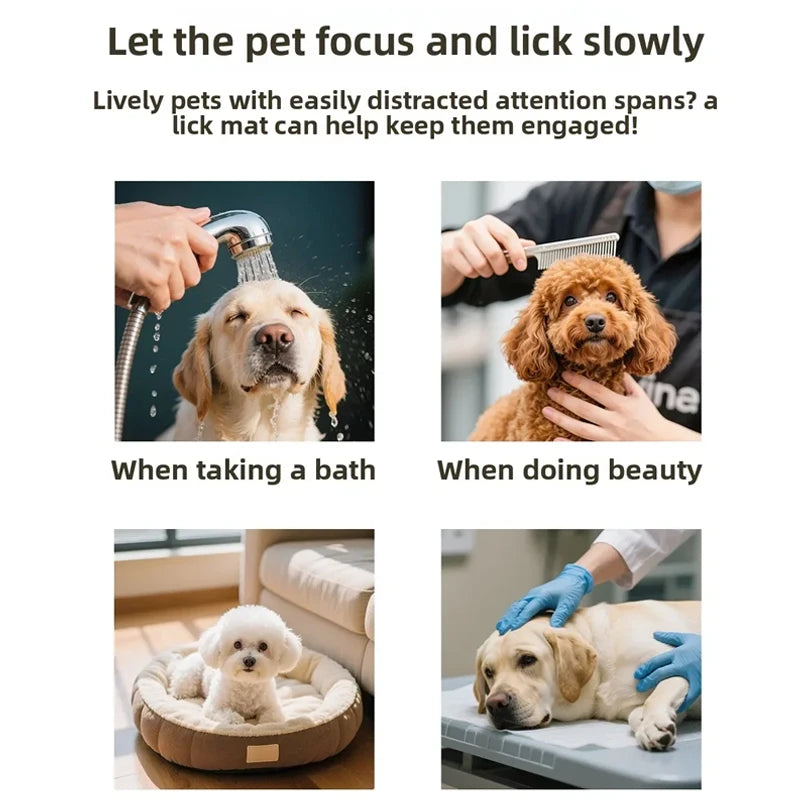 Silicone Lick Mat for Dogs Cats, Strong Suction Cup 4-Zone Multi Textured Slow Feeder Pad, Bath Grooming Distraction Anxiety Relief, BPA Free Dishwasher Safe Pet Feeding Mat
