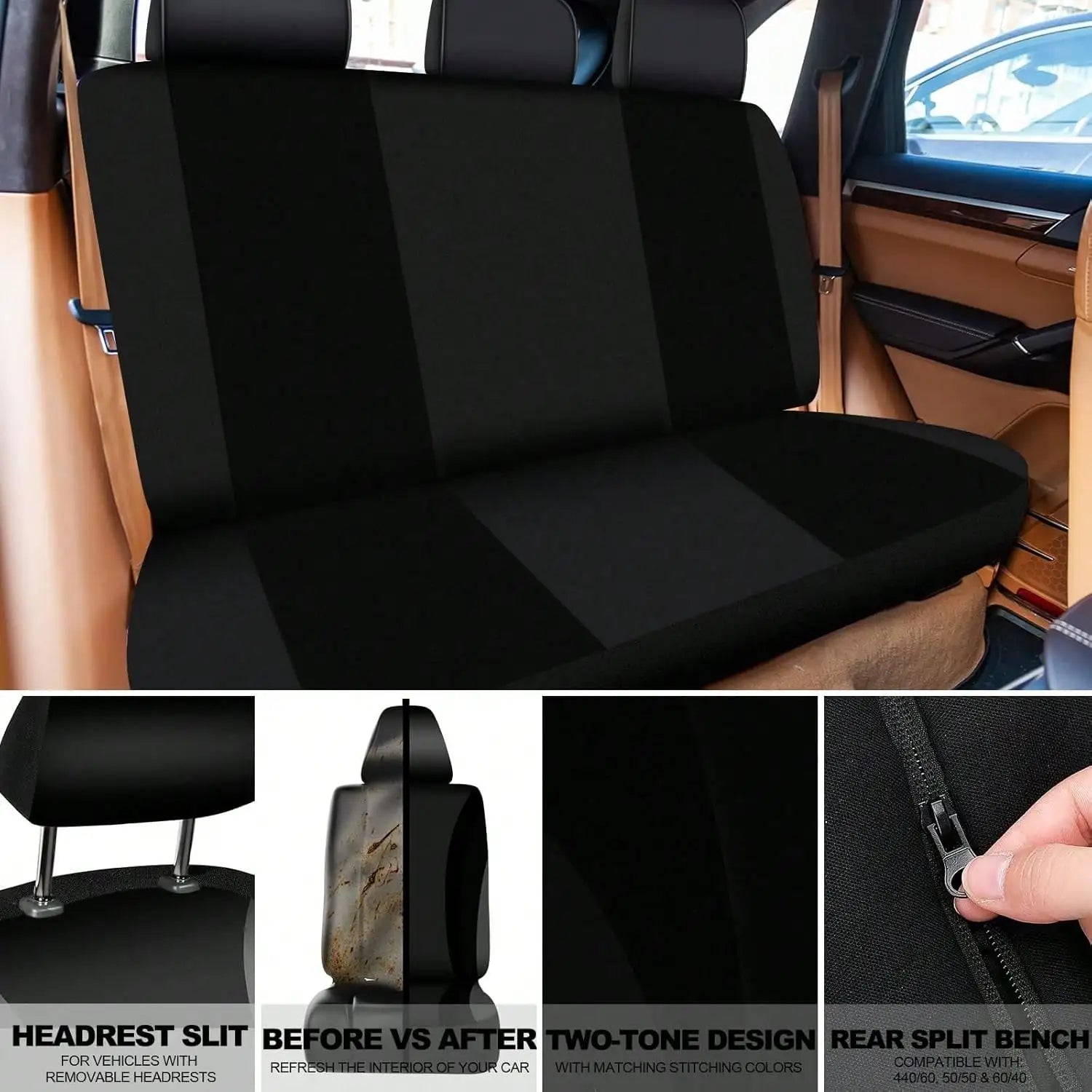 35-Piece Car Seat Cover Set With Steering Wheel Cover, Cup Holder Coasters, Shoulder Pads, And Accessories - Polyester Fabric Interior Decor Kit Without Filler,Purple