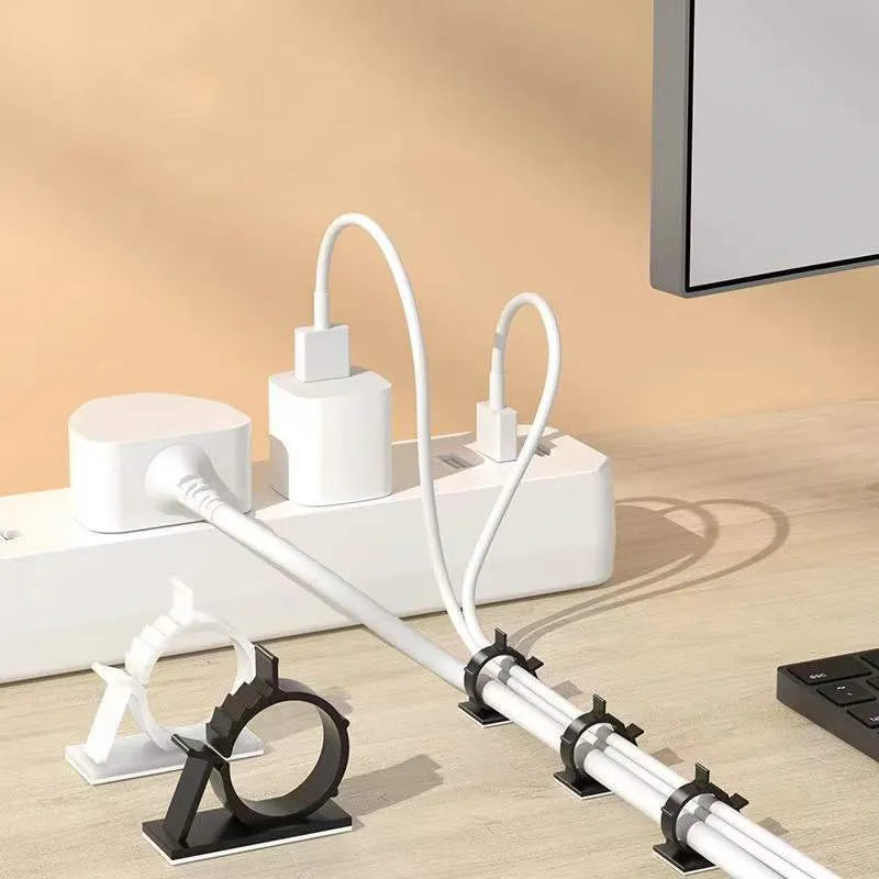 10pcs Lot Adjustable Self-Adhesive Wire Cable Ties Mounts Clamp Clip Organizer Holder, Desk Wire Cable Cord Management