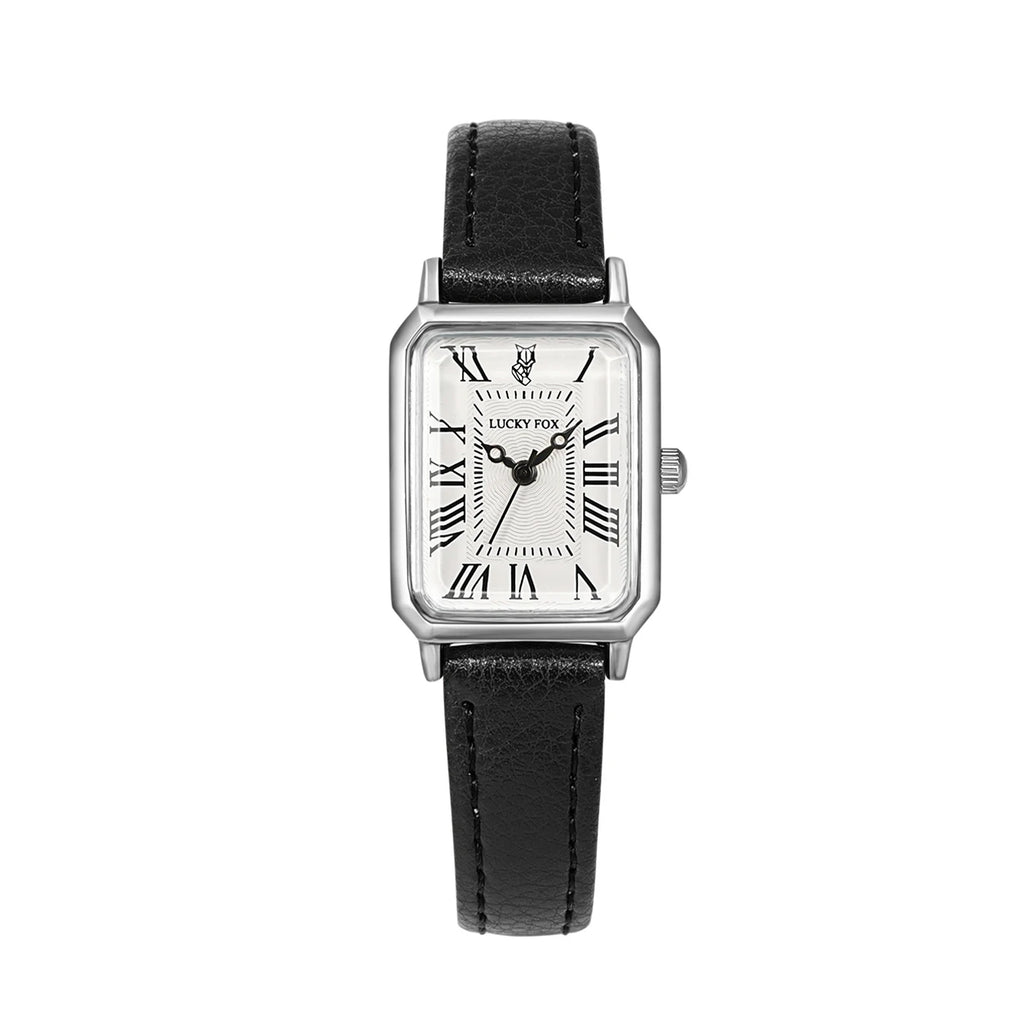 Fashion Rectangle Quartz Wrist Watch for Women Luxury Brand Roman Dial Leather Strap  Ladies Watches Clock