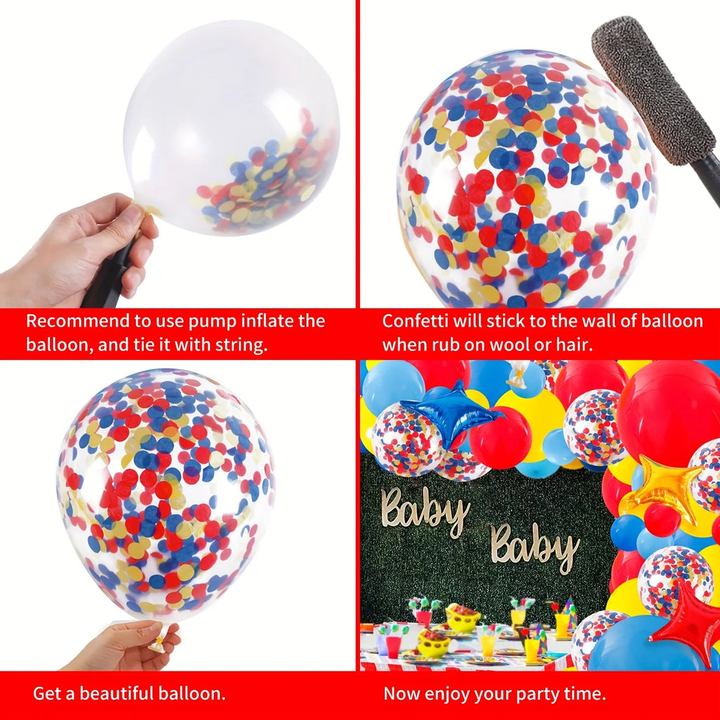139Pcs Carnival Circus Balloon Garland Arch Kit Red Blue Yellow Basic Rainbow Multi Color Latex Balloons Star Shaped Aluminum Foil Balloons With Party Whistles Puncture Resistant Not Easy To Break Multi Function Game Props Id