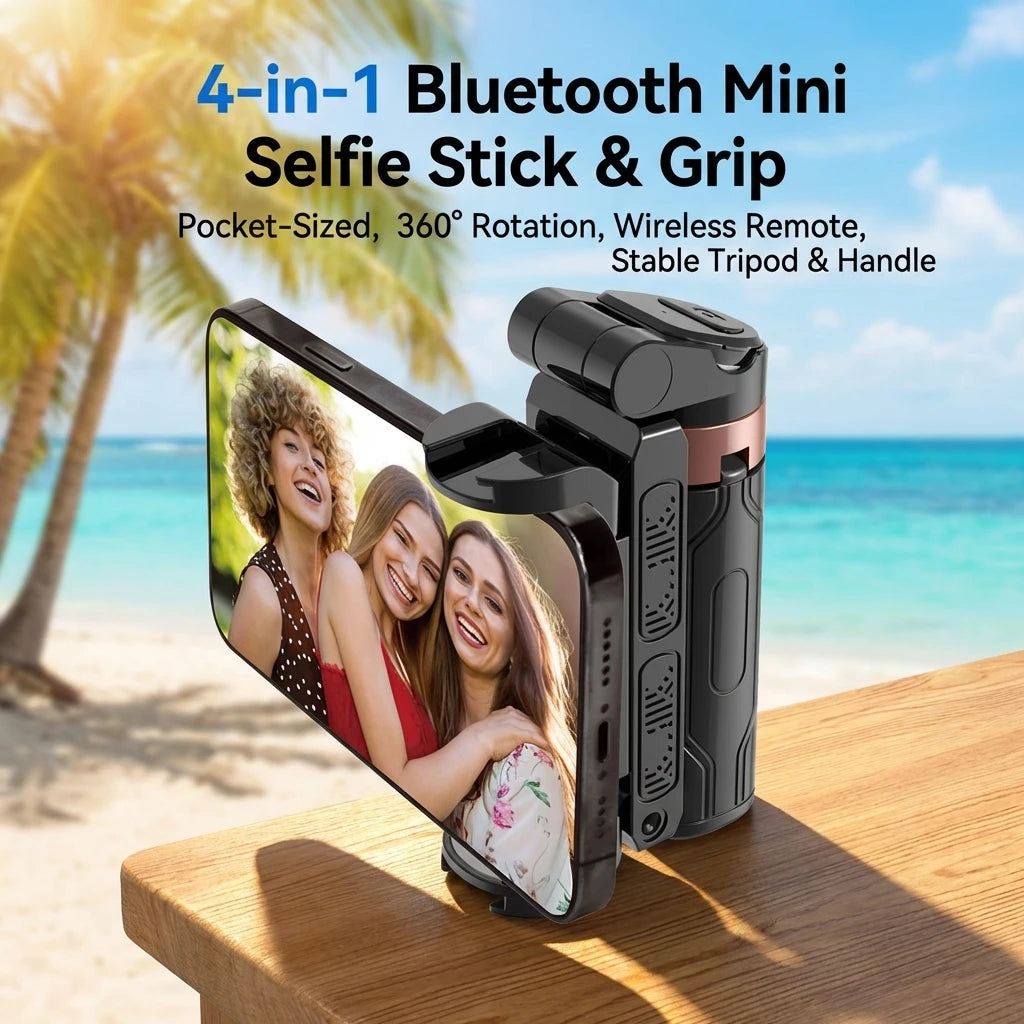 Super Mini Portable Selfie Stick with Bluetooth Remote Versatile Integrated Design Phone Holder for Live Broadcasts
