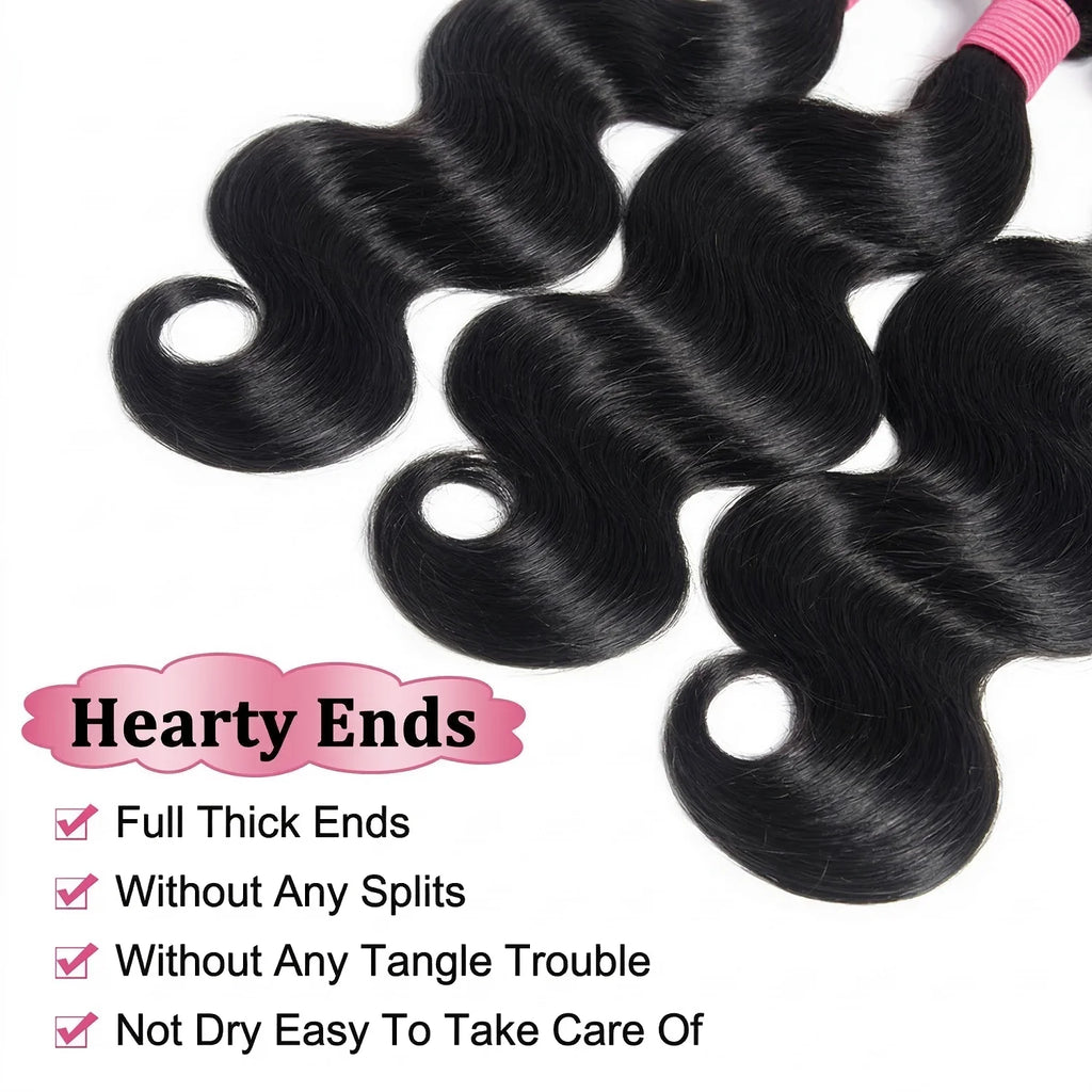 16A Body Wave Bundles Human Hair Brazilian Real Remy Weave Hair 3 4 5 Pcs Unprocessed Raw Hair Bundles Extensions Natural Black
