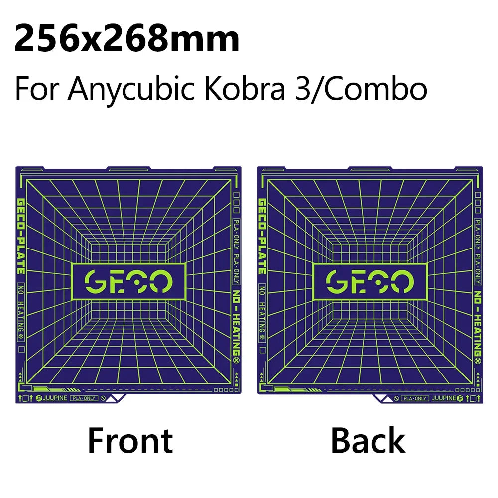 JUUPINE GECO PLA Plate For Bambu Lab Build Plate H2D/H2S/P2S/X1/P1/A1/K2 PLUS/Centauri Carbon Upgrades Cold Plate Super Adhesion