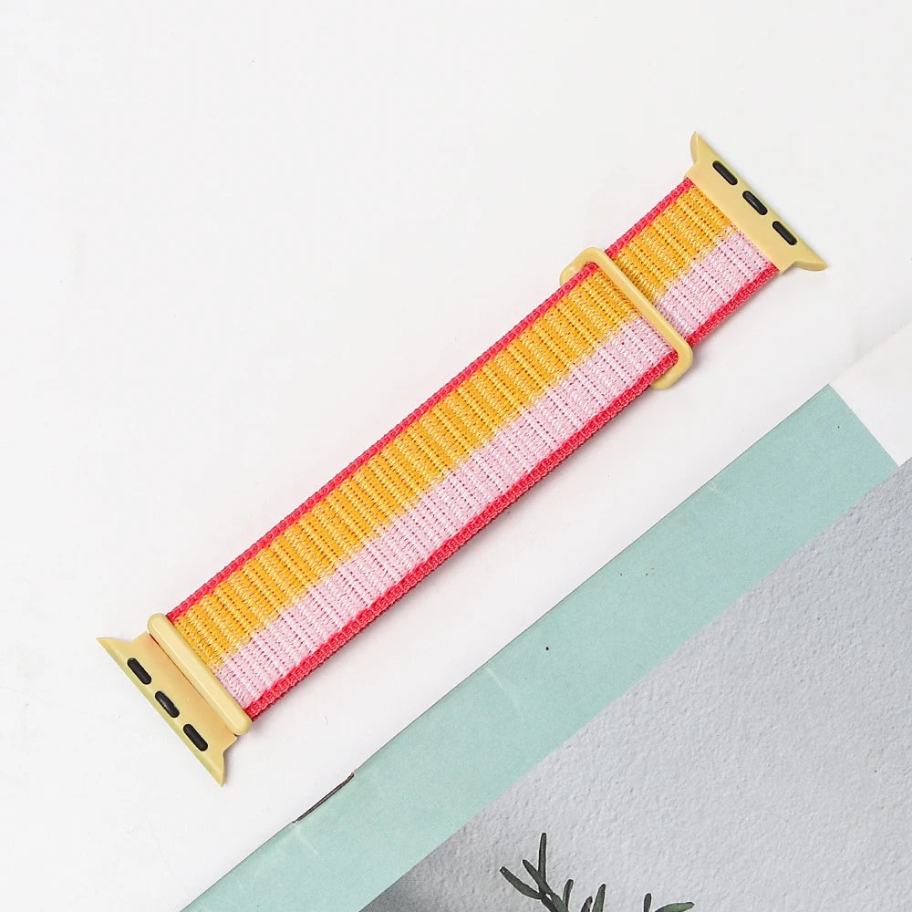 Nylon Strap For Apple Watch Band Ultra 2 49mm 45mm 41mm 44mm 42mm 38mm Adjustable Elastic Bracelet For iWatch Series 9 8 7 6 5 4