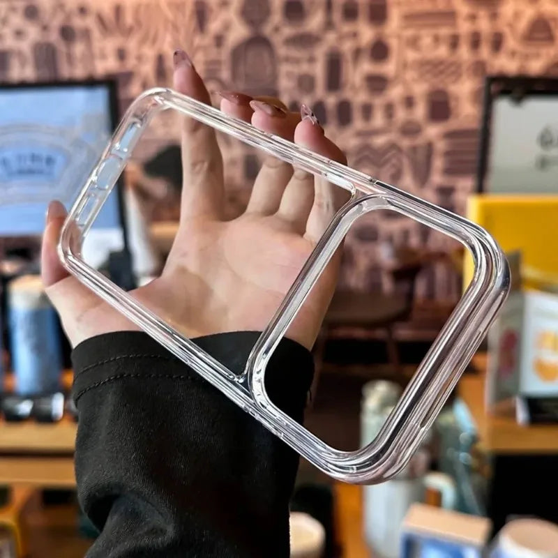 Luxury Clear Hard Acrylic Phone Case For iPhone 17 16 15 14 13 12 11 Pro Max XS XR X Plus Soft Shockproof Bumper Cover