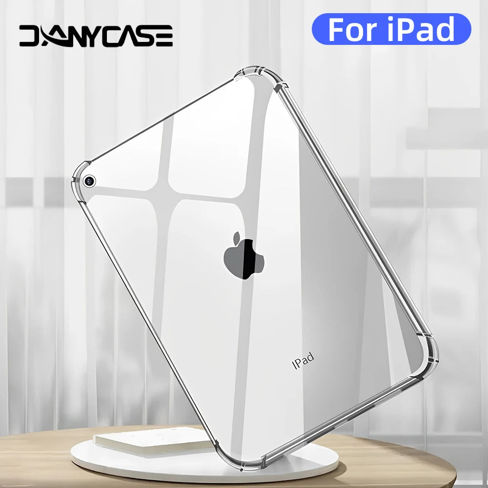 For iPad Air 11-inch M2 2024 Pro 11/13in M4 Case Transparent TPU Cover for iPad 10/9/8/7/6/5 Gen Air 4/5th 10.9 3rd 10.5 Mini 6