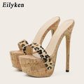 Eilyken Fashion Crystal Rhinestone Platform Slippers Women Summer Open Toe Stiletto Heels Night Club Sandals Ladies Sliders Shoe