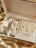 The lady's compact quartz watch and pendant jewelry set, suitable as a holiday gift, does not include the box.